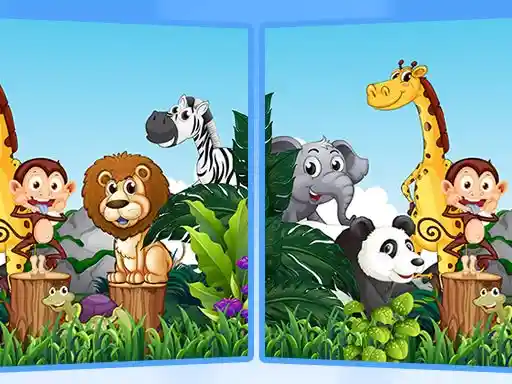 Game: Encuentra siete diferencias entre animales.