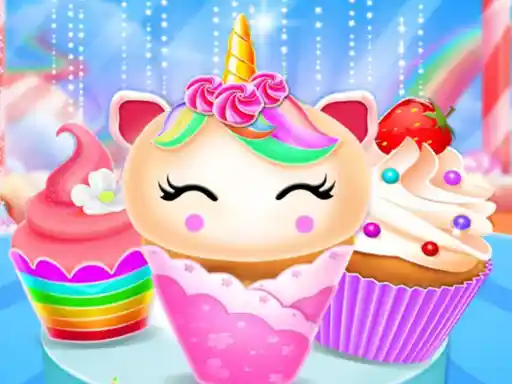 Diseño de cocina de cupcakes de unicornio y sirena.