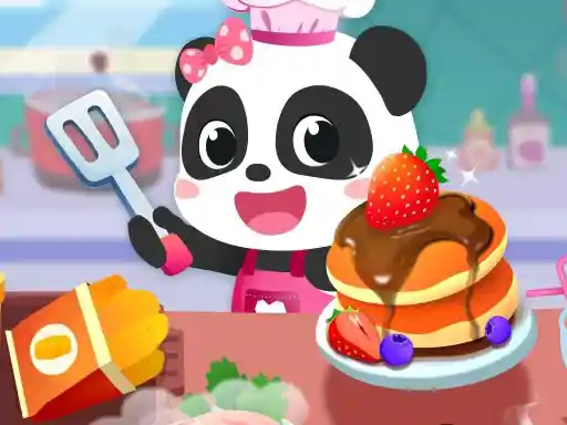 Cocinando el desayuno del bebé panda.