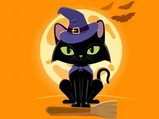 Game: Gatos gruñones de Halloween rompecabezas.