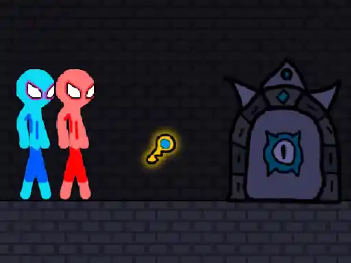 Game: Hombre de palo rojo y azul con cuerda